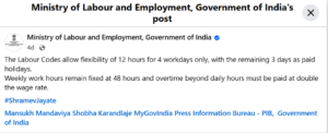 Taking to social media, the Indian labour ministry wrote that four-day work week is optional, but 48 hours work per week is mandatory.